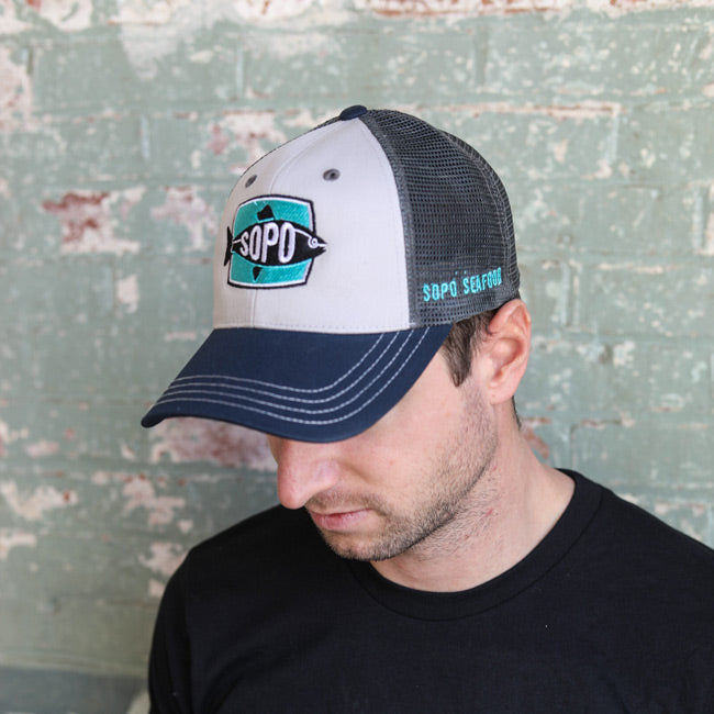 SoPo Seafood Grey & White Trucker Hat