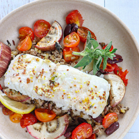 Mediterranean Style Baked Halibut Recipe