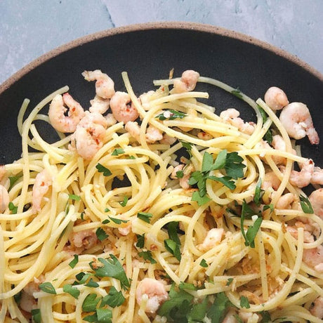 Maine Shrimp Scampi with Linguine 