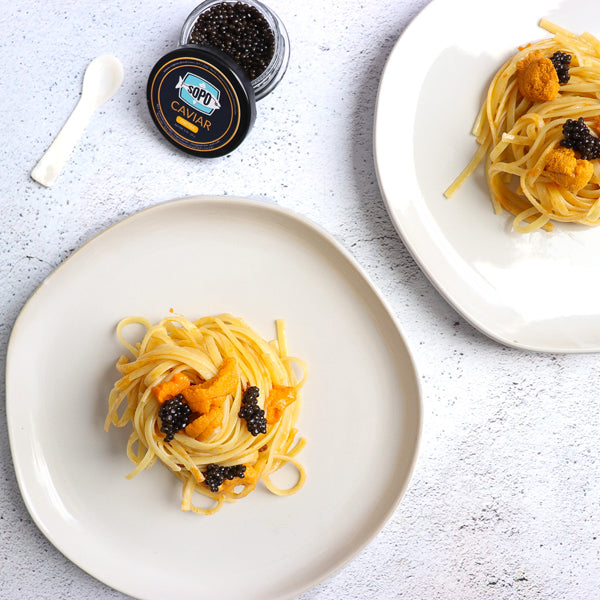 Maine Uni (Sea Urchin) Butter Pasta Topped with Caviar