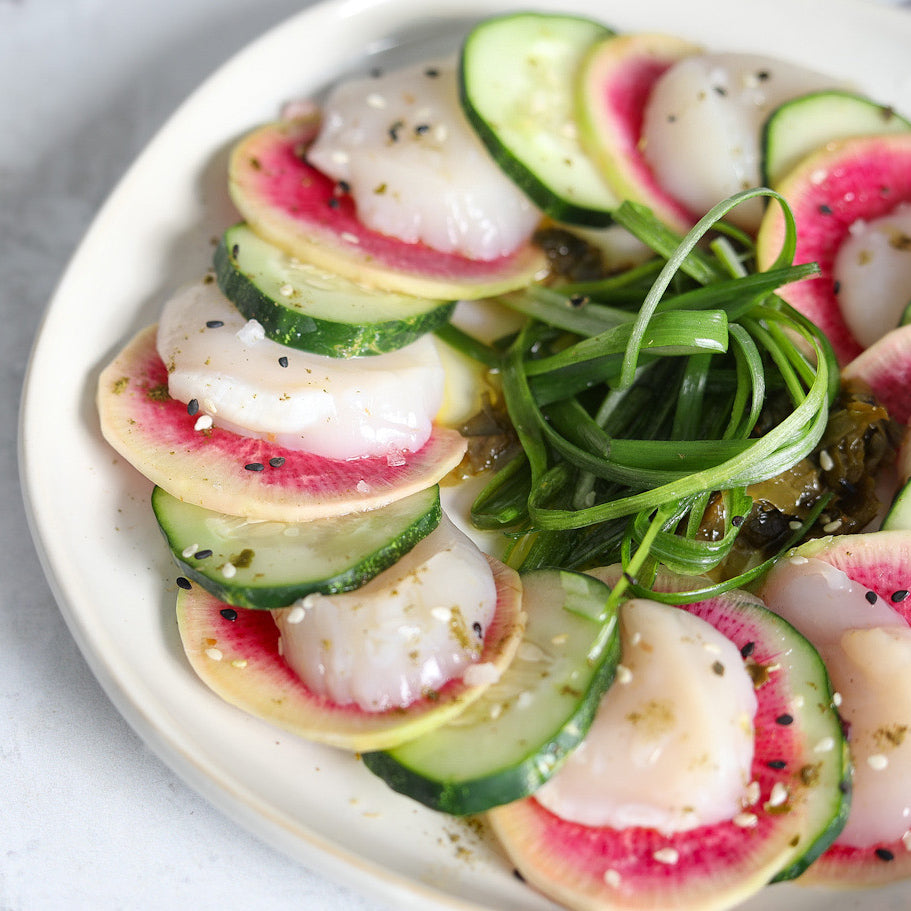 Maine Scallop Crudo with Seaweed Salad